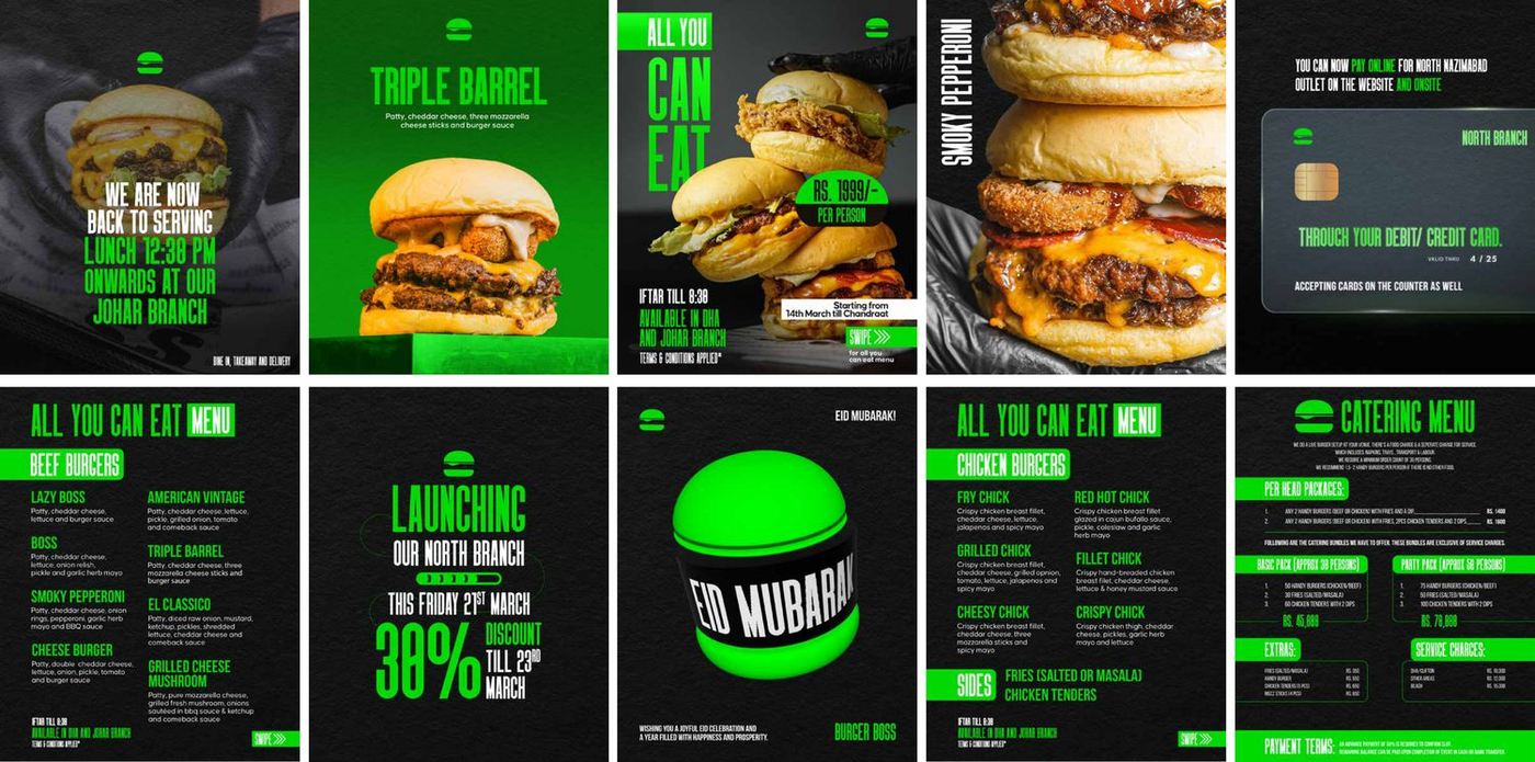 Burger Boss menu and offer campaign