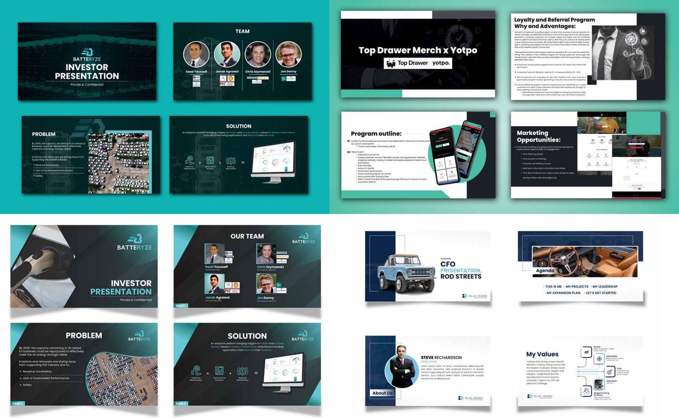 Batteryze and Blue Heron investor decks